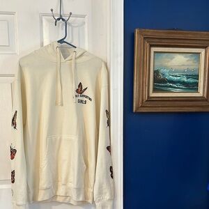 NWOT Fanjoy Cream Colored Girls Supporting Girls Long Sleeve Hooded Sweatshirt